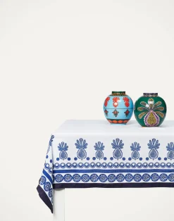 La DoubleJ Tovaglie|Tessili<Large TableclothBig Pineapple Blu (Placée) in Linen