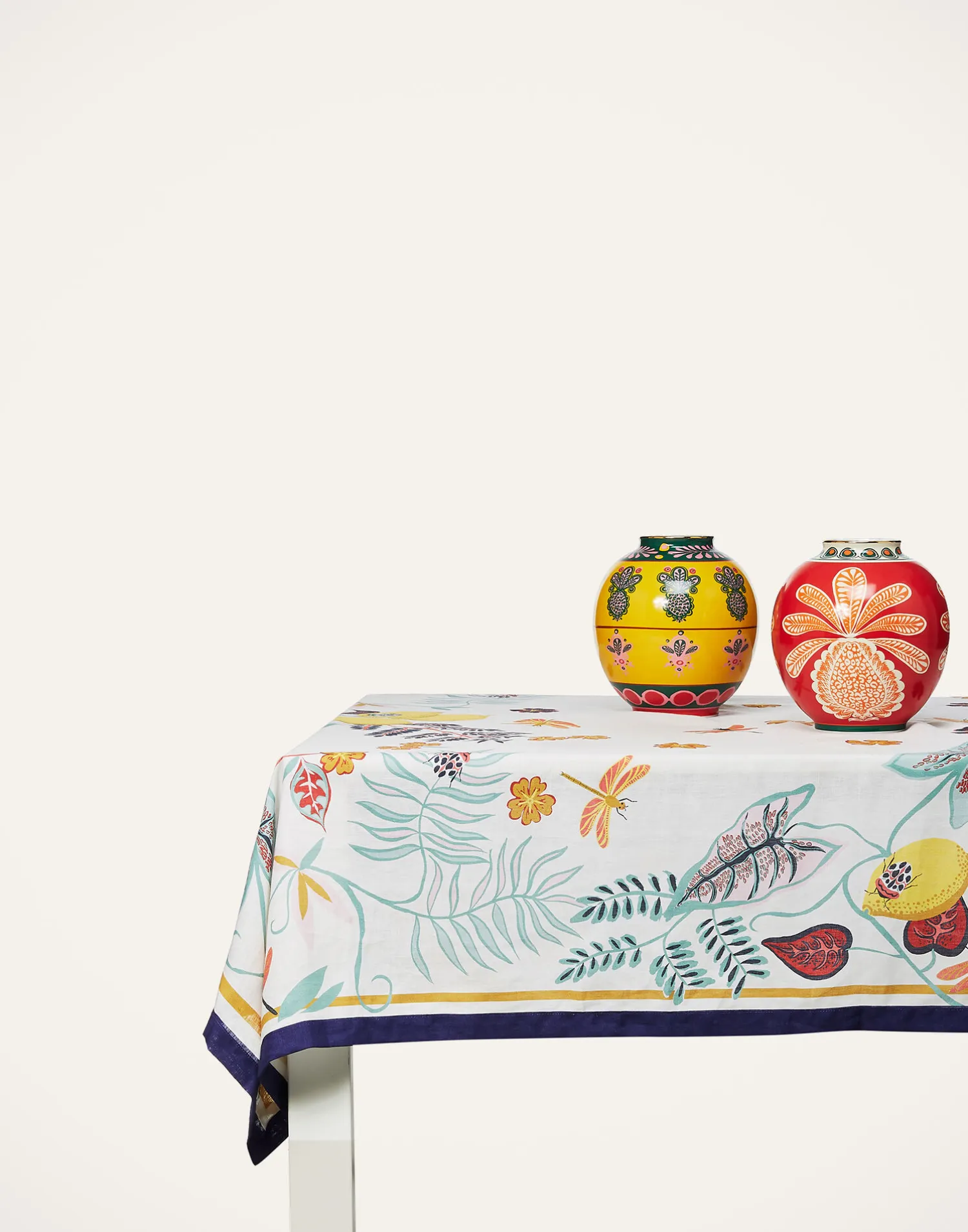 La DoubleJ Tovaglie|Tessili<Large TableclothBotanical (Placée) in Linen
