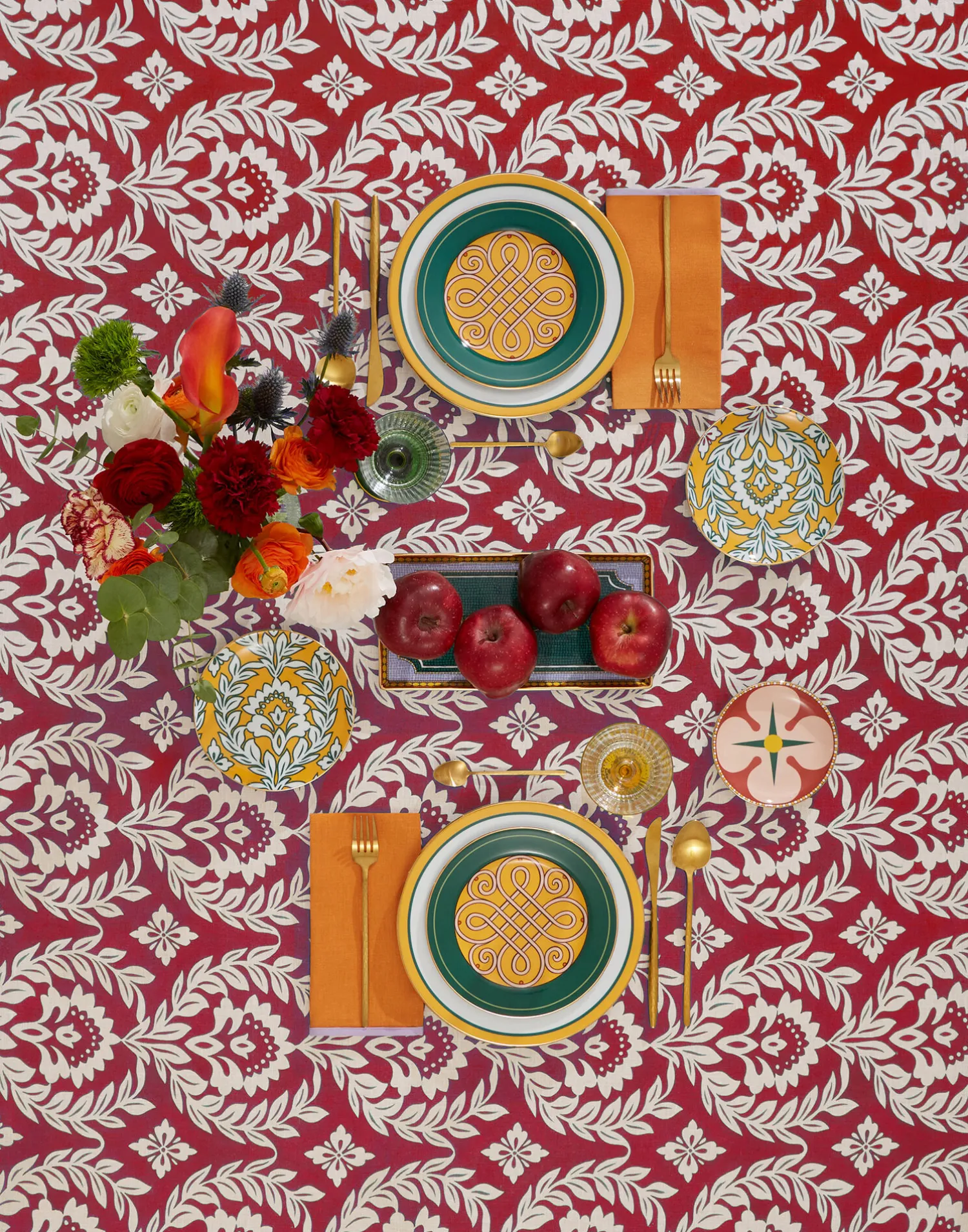 La DoubleJ Tovaglie|Tessili<Large TableclothGarland Bordeaux in Linen