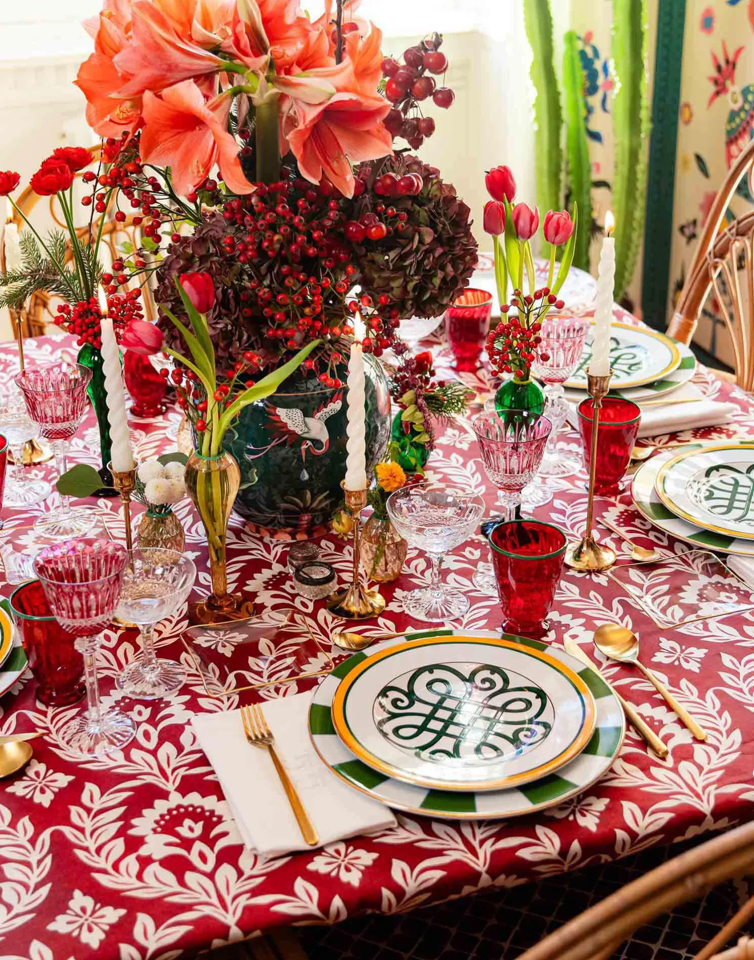 La DoubleJ Tovaglie|Tessili<Large TableclothGarland Bordeaux in Linen