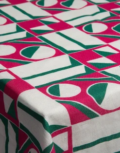 La DoubleJ Tovaglie|Tessili<Large TableclothGeometrico Rosa in Linen