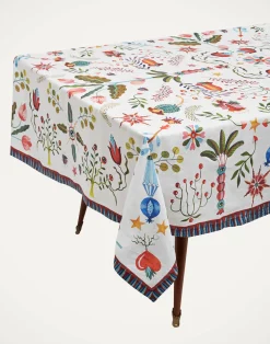 La DoubleJ Tovaglie|Tessili<Large TableclothWhite Turning Tulips in Linen