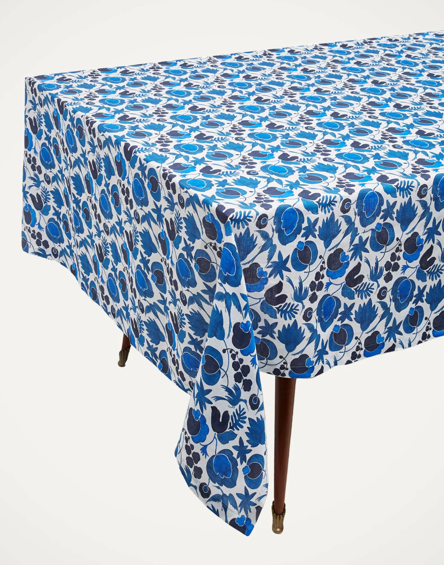 La DoubleJ Tovaglie|Tessili<Large TableclothWildbird Blu in Linen