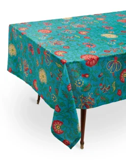 La DoubleJ Tovaglie|Tessili<Large Tablecloth (180x350)Dragon Flower Turchese in Linen