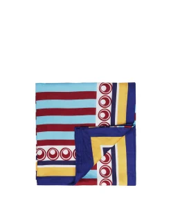 La DoubleJ Tovaglie|Tessili<Large Tablecloth (180x350)Riga Bordeaux - Azzurro (Plac&eacute;e) in Linen