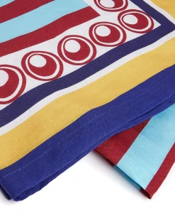 La DoubleJ Tovaglie|Tessili<Large Tablecloth (180x350)Riga Bordeaux - Azzurro (Plac&eacute;e) in Linen