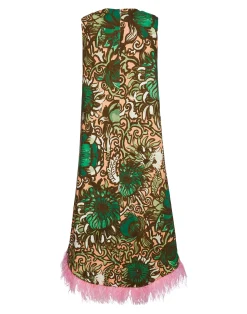 La DoubleJ Vestiti<La Scala High Dress (With Feathers)Anemone Pink in Shot Cotton