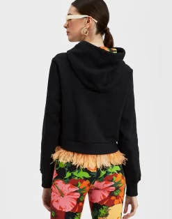 La DoubleJ Felpe E Magliette<La Scala HoodieBlack in Heavy Jersey With Feathers