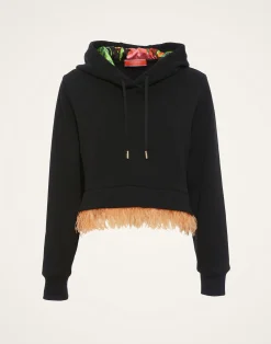 La DoubleJ Felpe E Magliette<La Scala HoodieBlack in Heavy Jersey With Feathers