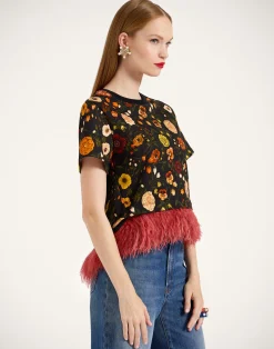La DoubleJ Felpe E Magliette|Camicie E Top<La Scala TeeBotticelli Black in Jersey With Feathers