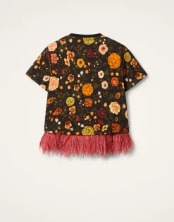La DoubleJ Felpe E Magliette|Camicie E Top<La Scala TeeBotticelli Black in Jersey With Feathers