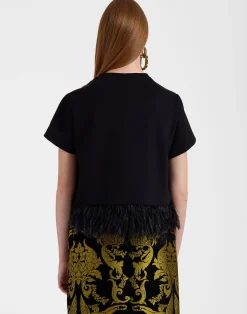 La DoubleJ Party Dressing<La Scala TeeCherubs Black in Fil Coup&eacute; With Feathers