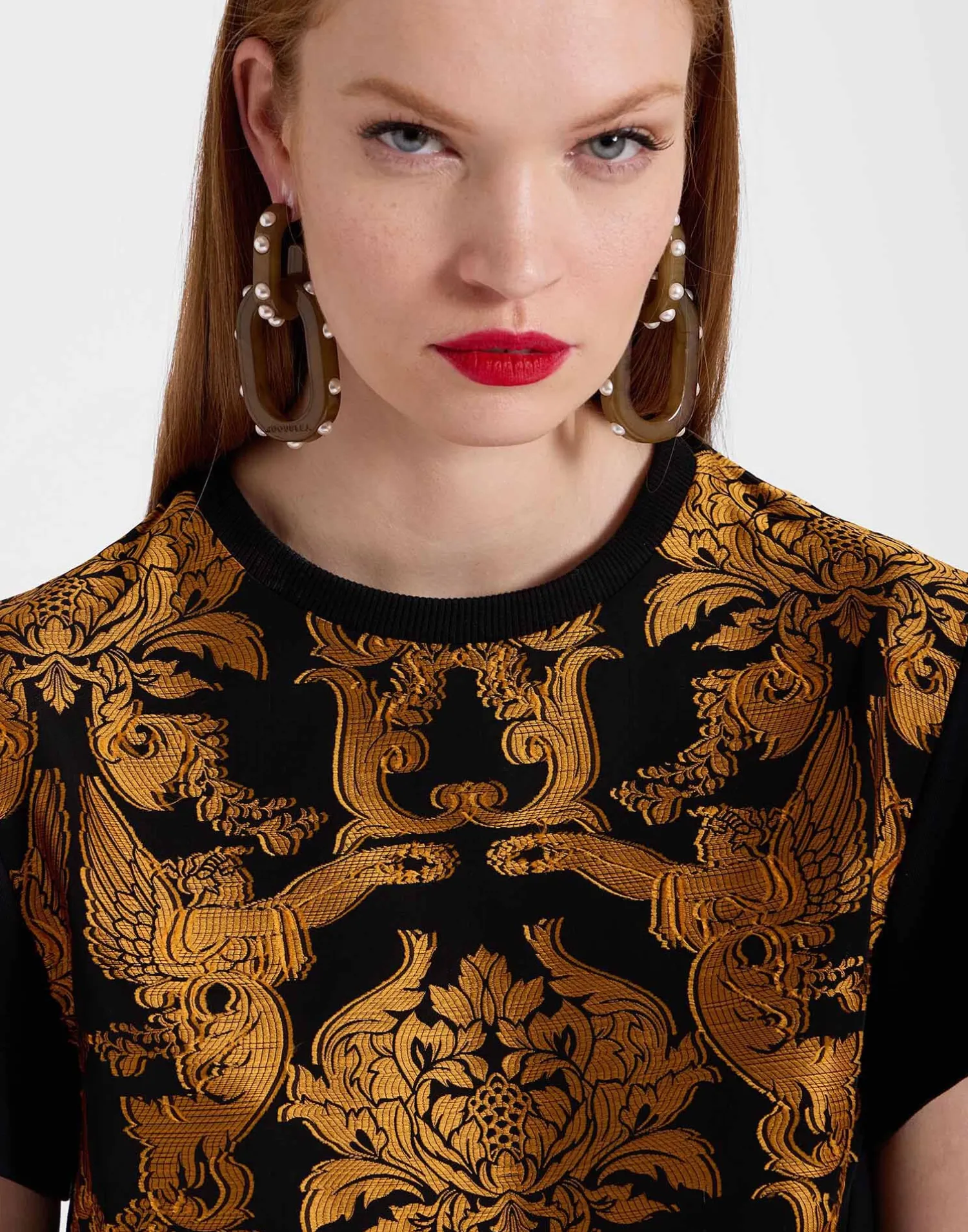 La DoubleJ Party Dressing<La Scala TeeCherubs Black in Fil Coupé With Feathers
