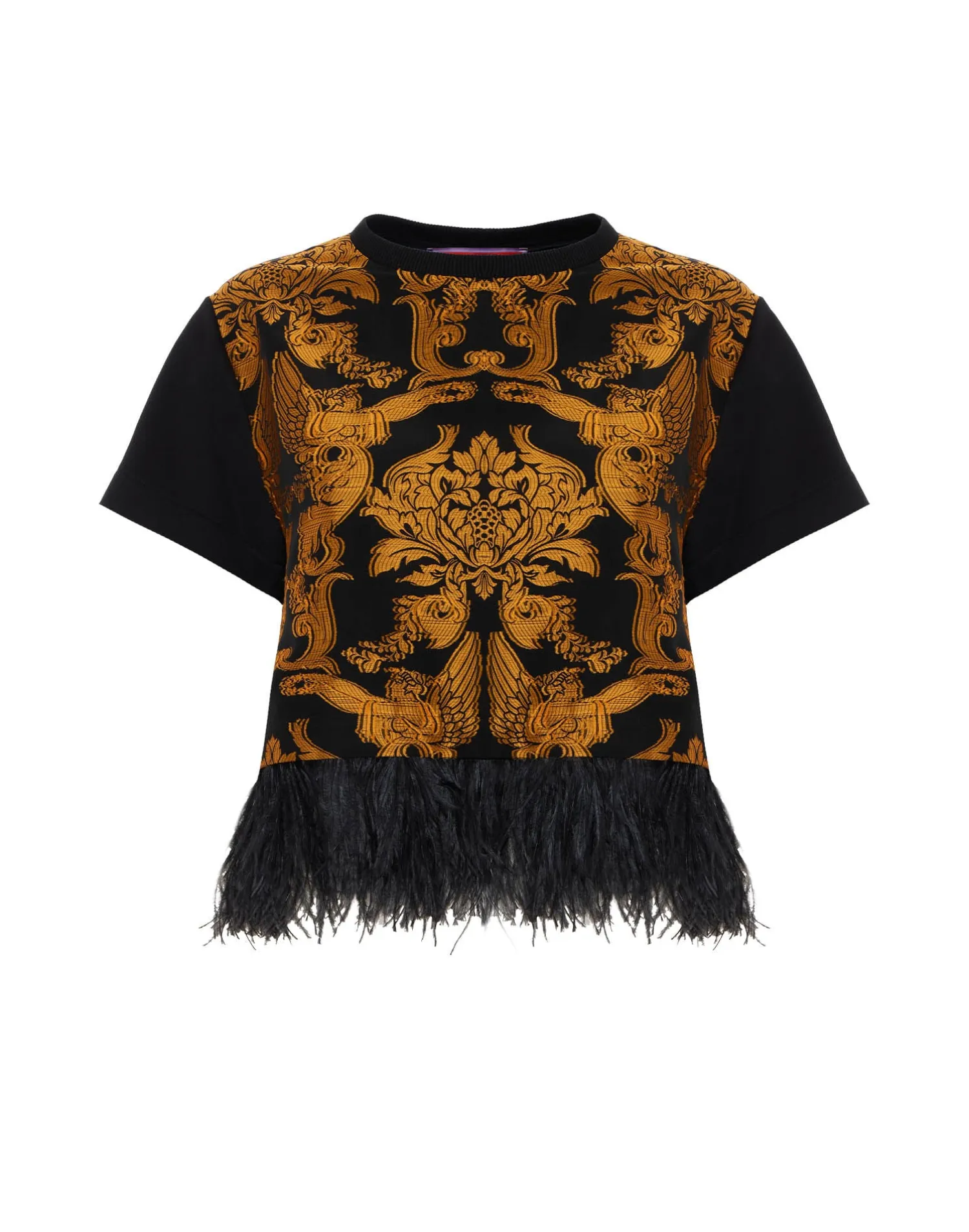 La DoubleJ Party Dressing<La Scala TeeCherubs Black in Fil Coupé With Feathers