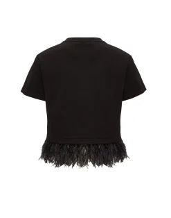 La DoubleJ Party Dressing<La Scala TeeCherubs Black in Fil Coupé With Feathers