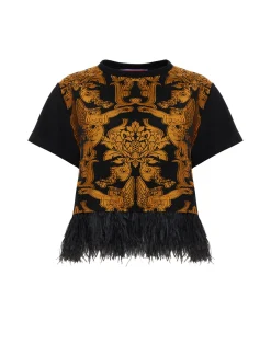 La DoubleJ Camicie E Top<La Scala TeeCherubs Black in Fil Coup&eacute; With Feathers