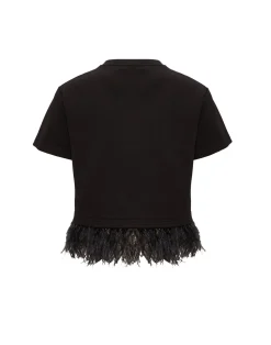 La DoubleJ Camicie E Top<La Scala TeeCherubs Black in Fil Coup&eacute; With Feathers