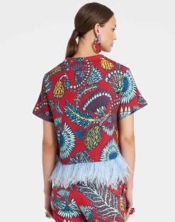 La DoubleJ Felpe E Magliette|Camicie E Top<La Scala TeeSicomore Red in Jersey With Feathers