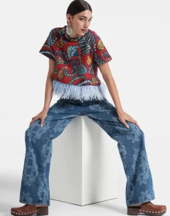 La DoubleJ Felpe E Magliette|Camicie E Top<La Scala TeeSicomore Red in Jersey With Feathers
