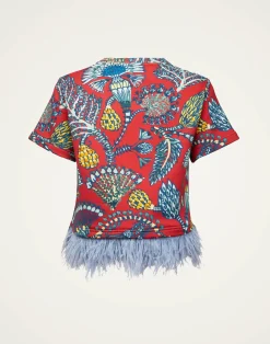 La DoubleJ Felpe E Magliette|Camicie E Top<La Scala TeeSicomore Red in Jersey With Feathers