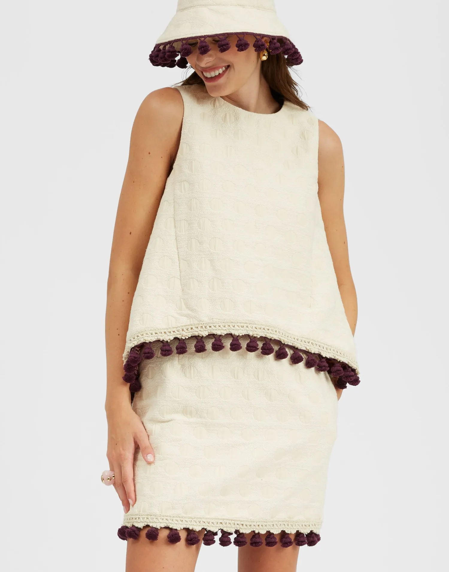 La DoubleJ Camicie E Top<La Scala TopCreamy in Jacquard With Tassels