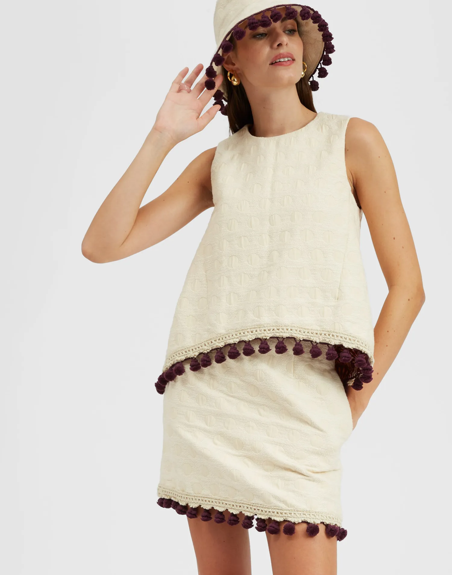 La DoubleJ Camicie E Top<La Scala TopCreamy in Jacquard With Tassels