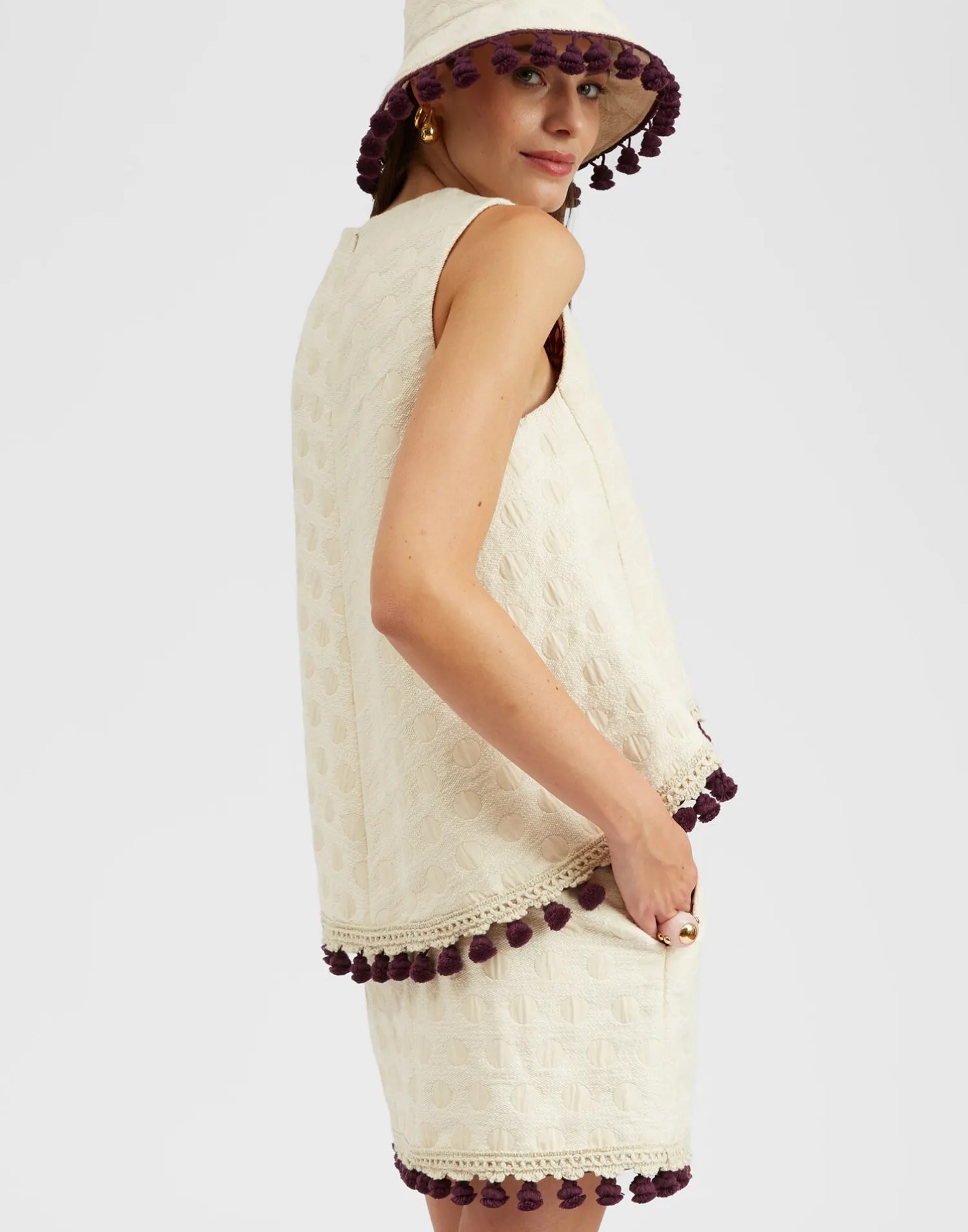 La DoubleJ Camicie E Top<La Scala TopCreamy in Jacquard With Tassels