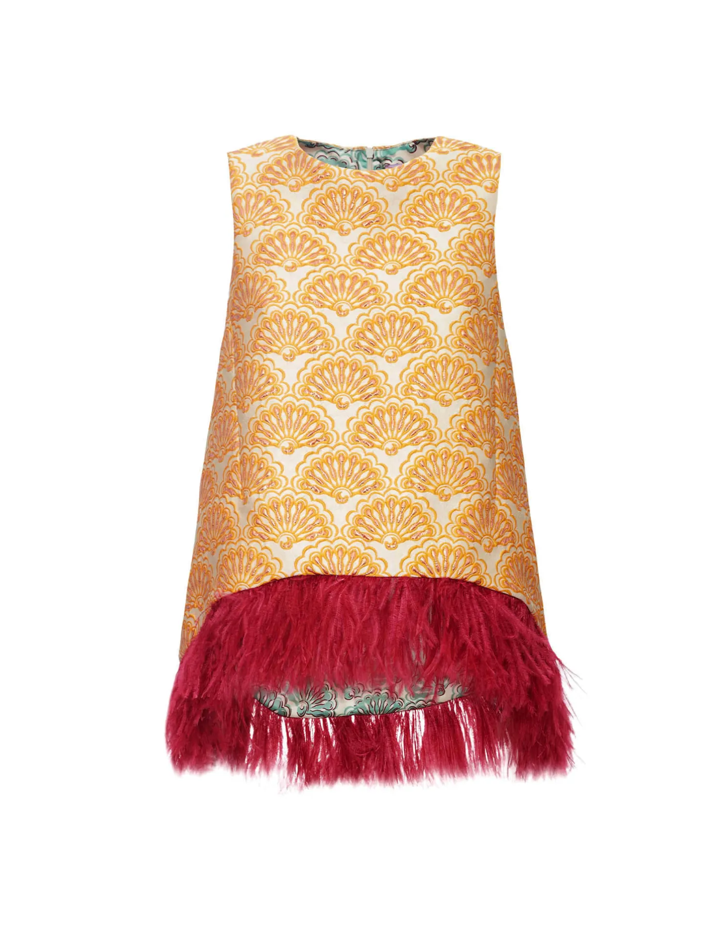 La DoubleJ Camicie E Top<La Scala TopFans Gold in Jacquard With Feathers