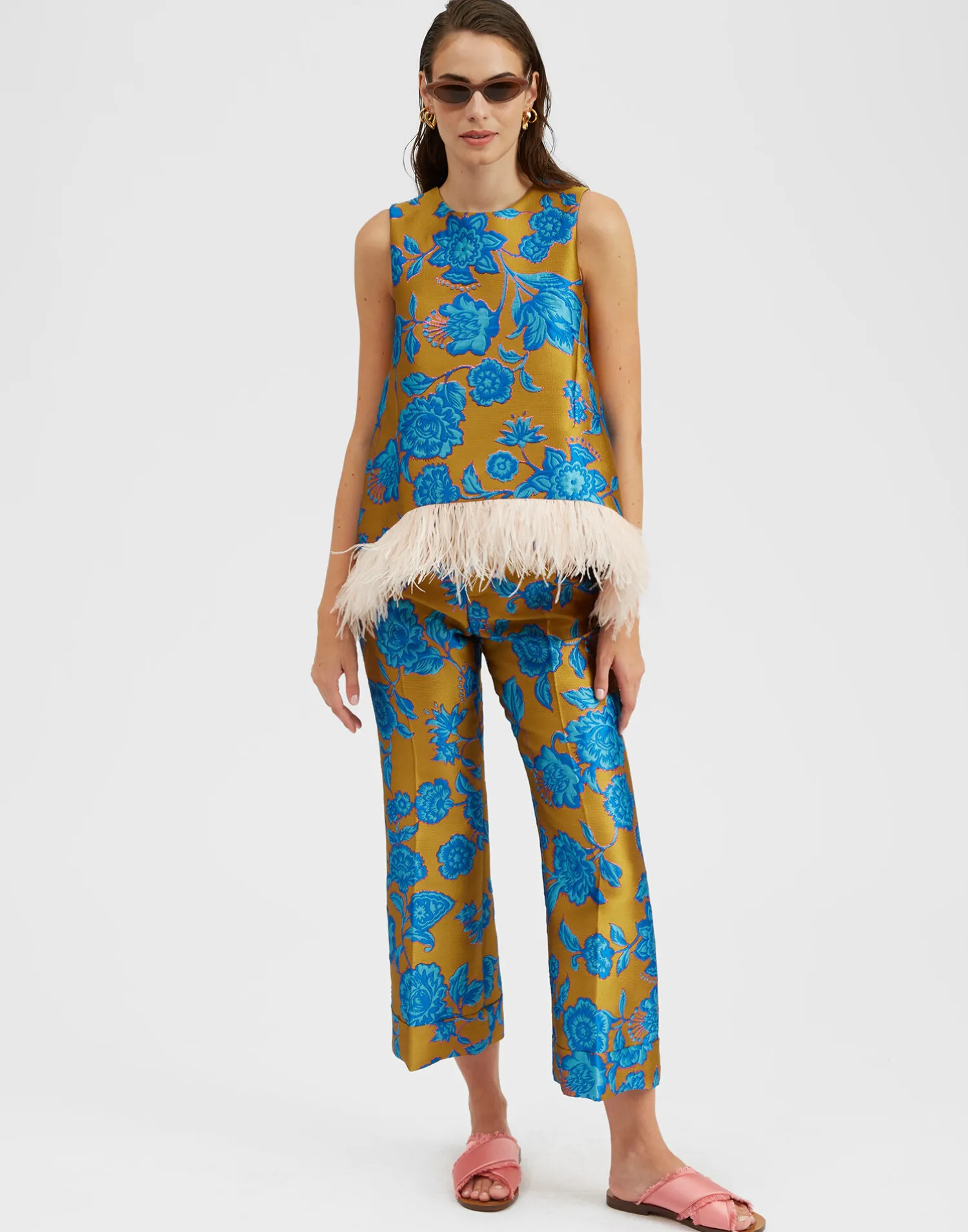 La DoubleJ Camicie E Top<La Scala TopHottie Turquoise in Jacquard With Feathers