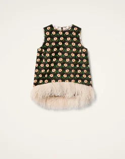 La DoubleJ Camicie E Top<La Scala TopMayfair Black in Cotton Velvet With Feathers