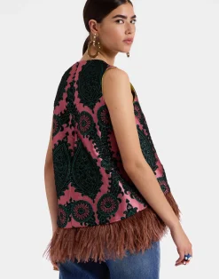 La DoubleJ Camicie E Top<La Scala TopOltrarno Pink in Jacquard With Feathers