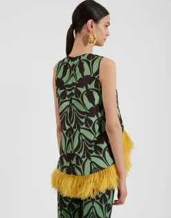 La DoubleJ Camicie E Top<La Scala TopPapyrus Green in Faille With Feathers