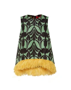 La DoubleJ Camicie E Top<La Scala TopPapyrus Green in Faille With Feathers