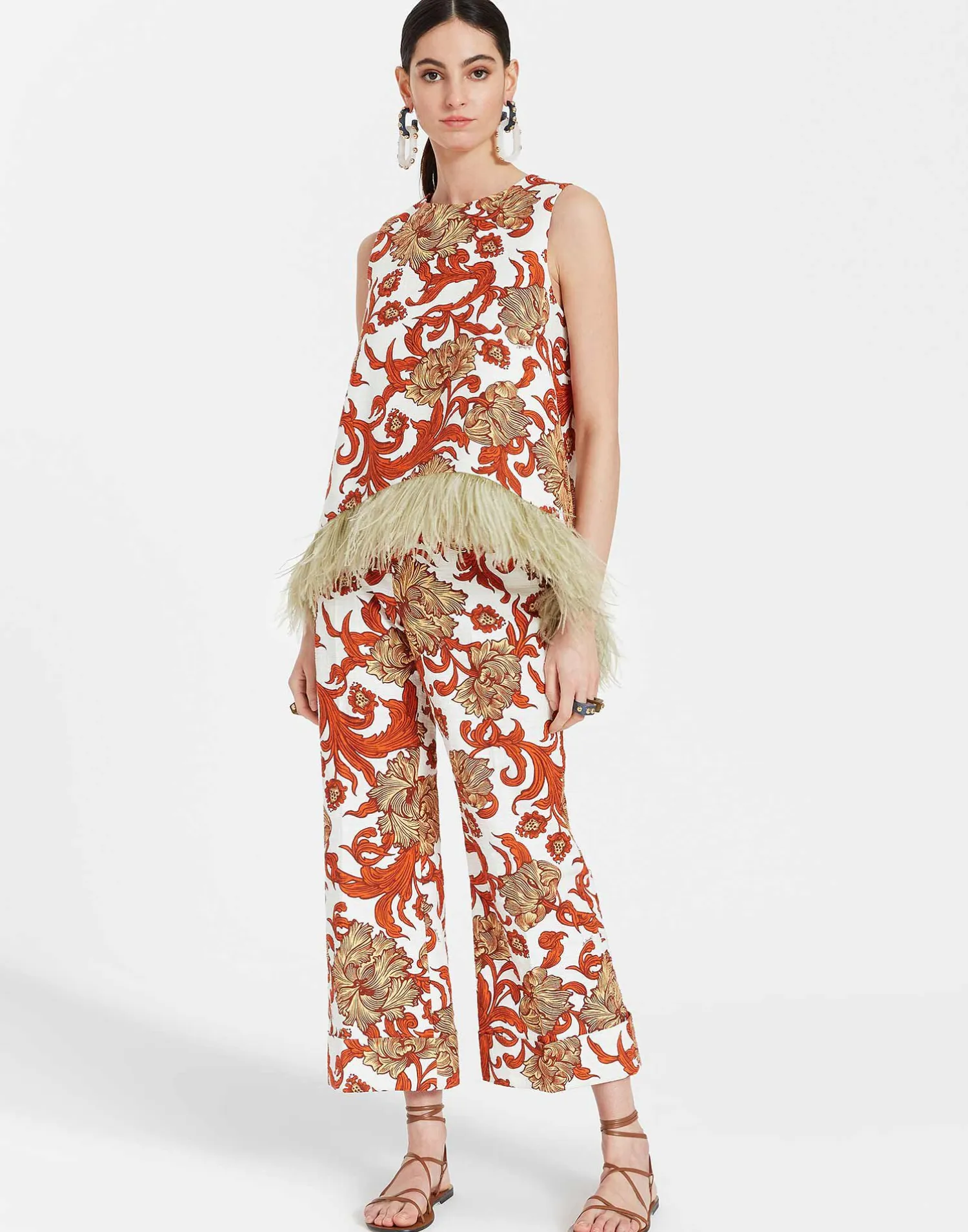 La DoubleJ Camicie E Top<La Scala TopReef White in Shot Cotton With Feathers