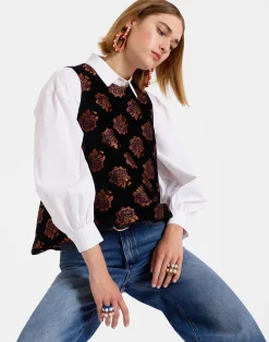 La DoubleJ Camicie E Top<La Scala TopRosette Black in Jacquard