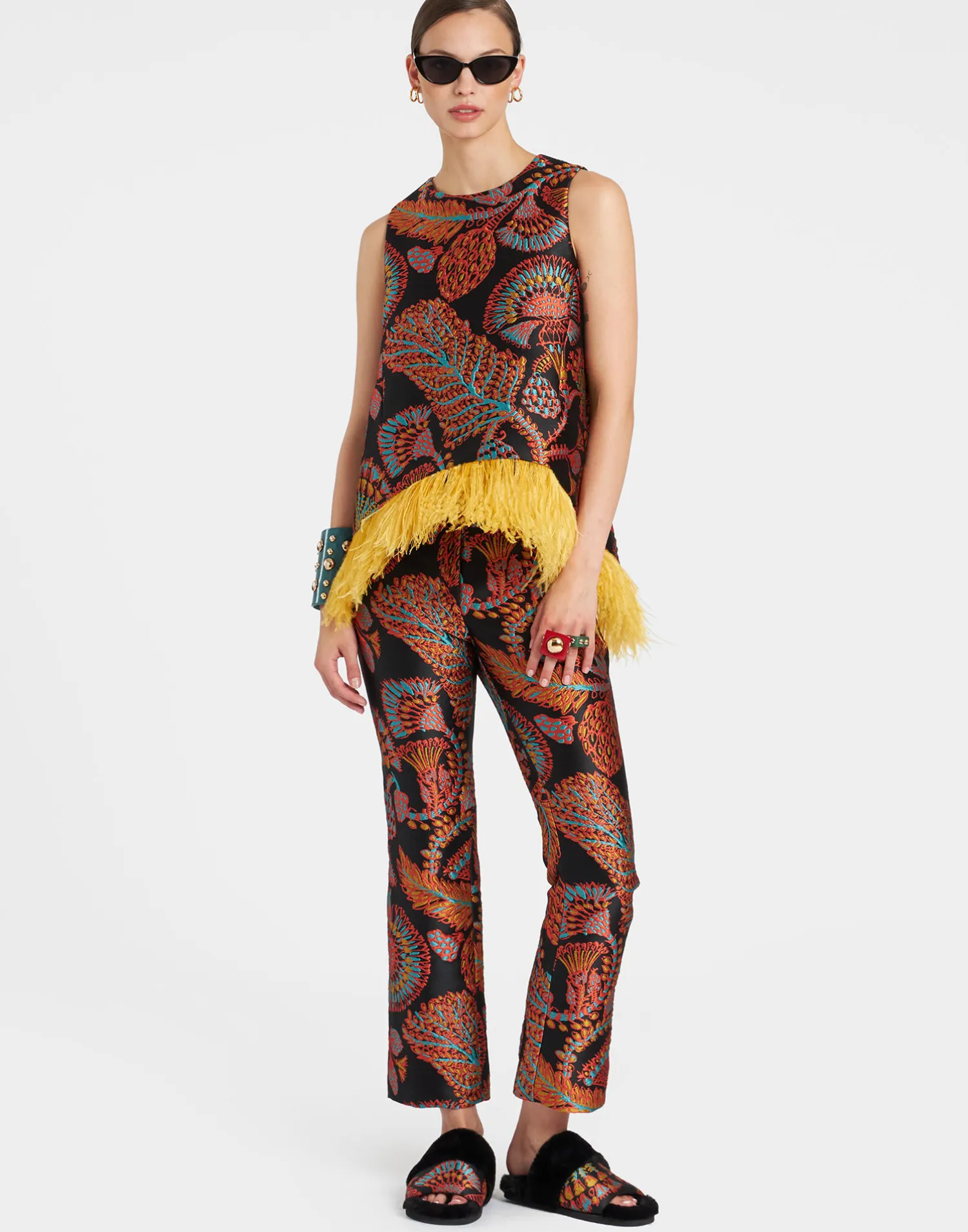 La DoubleJ Camicie E Top<La Scala TopSicomore Black in Jacquard With Feathers