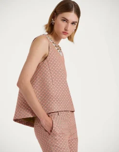 La DoubleJ Party Dressing<La Scala TopTulip Pale Pink in Jacquard Embroidered