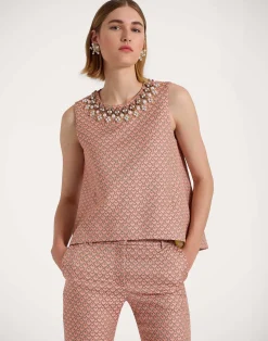 La DoubleJ Party Dressing<La Scala TopTulip Pale Pink in Jacquard Embroidered