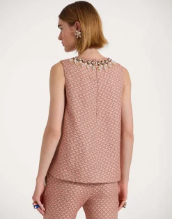 La DoubleJ Camicie E Top<La Scala TopTulip Pale Pink in Jacquard Embroidered