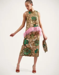 La DoubleJ Party Dressing<La Scala Top (With Feathers)Anemone Pink in Shot Cotton