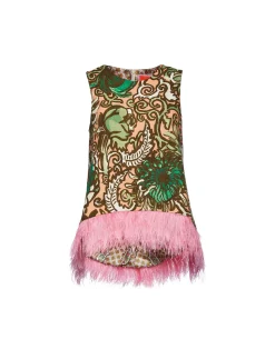 La DoubleJ Party Dressing<La Scala Top (With Feathers)Anemone Pink in Shot Cotton