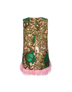 La DoubleJ Party Dressing<La Scala Top (With Feathers)Anemone Pink in Shot Cotton