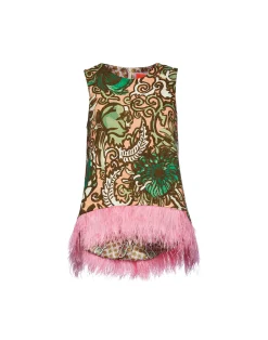 La DoubleJ Camicie E Top<La Scala Top (With Feathers)Anemone Pink in Shot Cotton