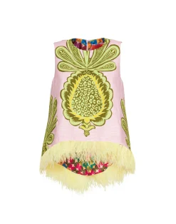 La DoubleJ Camicie E Top<La Scala Top (With Feathers)Big Pineapple Pink in Shot Cotton