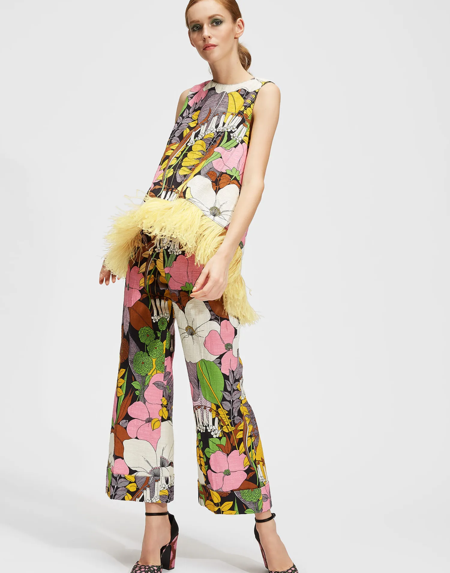 La DoubleJ Camicie E Top<La Scala Top (With Feathers)Big Flower in Shot Cotton