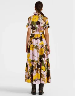 La DoubleJ Vestiti<Long And Sassy DressBig Flower Rose in Silk Twill