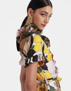 La DoubleJ Vestiti<Long And Sassy DressBig Flower Rose in Silk Twill