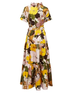 La DoubleJ Vestiti<Long And Sassy DressBig Flower Rose in Silk Twill
