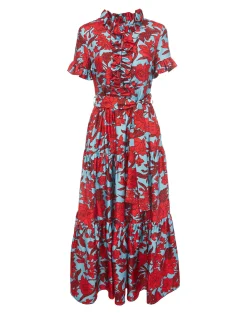 La DoubleJ Vestiti<Long and Sassy DressLilium Turchese in Silk Twill
