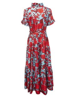 La DoubleJ Vestiti<Long and Sassy DressLilium Turchese in Silk Twill